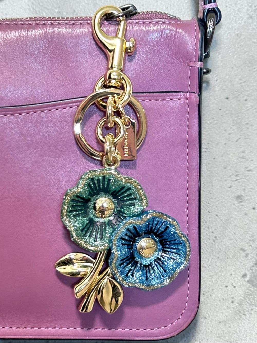 COACH Tea Rose Bag Charm Key Ring